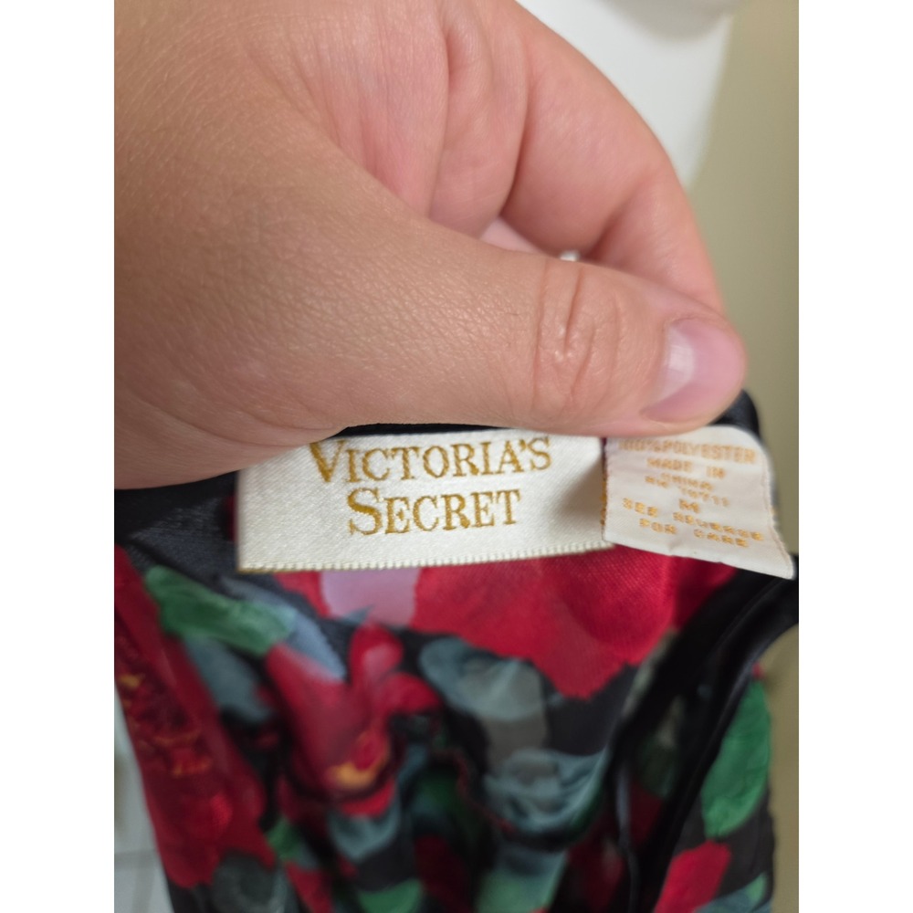 Vintage 1980S Victorias Secret Gold Label Red Floral Burnout Maxi Slip Dress M - Picture 2 of 12